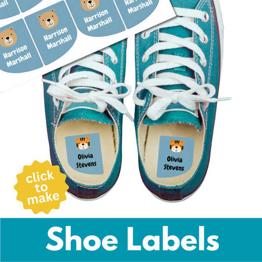 personalised shoe name labels for kids school shoes footwear