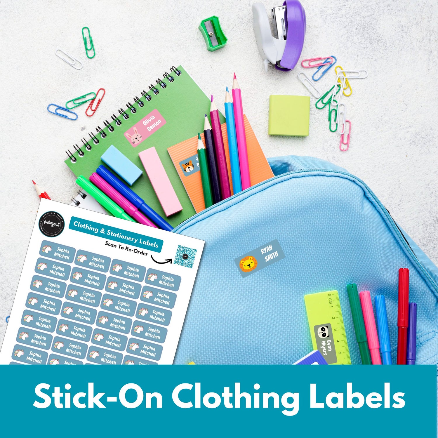 stick on clothing labels for kids school stationery tag stickers