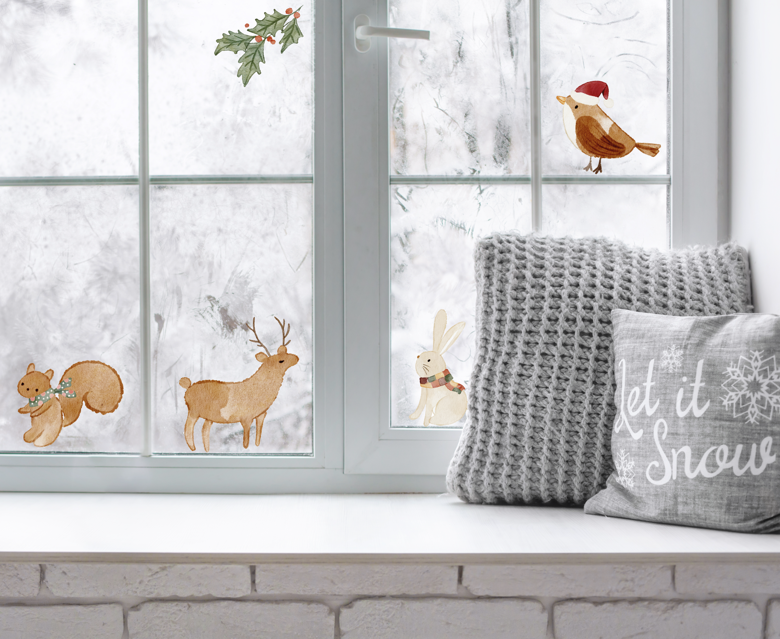 Christmas animal window stickers