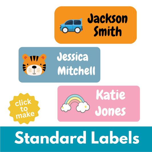 standard stick on name clothes labels for kids washable