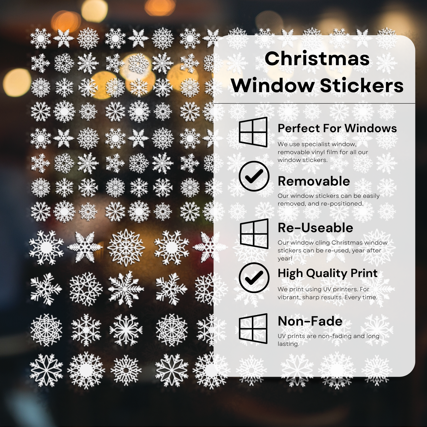 Christmas Window Decorations Stickers - Snowflake Window Stickers Decals For Home & Shop Windows