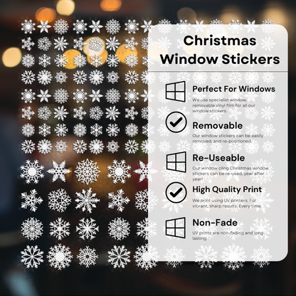 156 Mega Pack Snowflake Window Stickers For Christmas Festive Decals Xmas Decorations