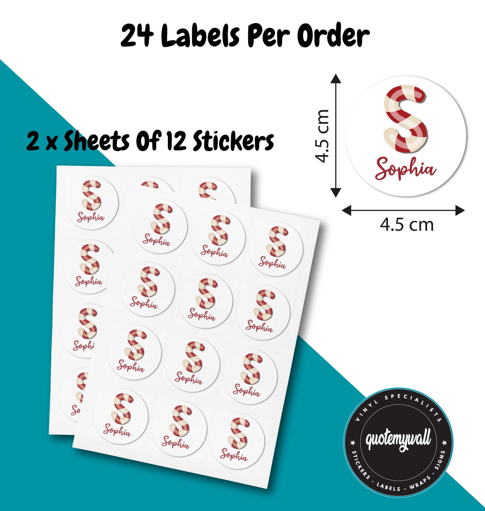 Customised Christmas Gift Initial Labels , Winter Berries Pinecones Personalised Gift Wrapping Stickers Name Custom Tag