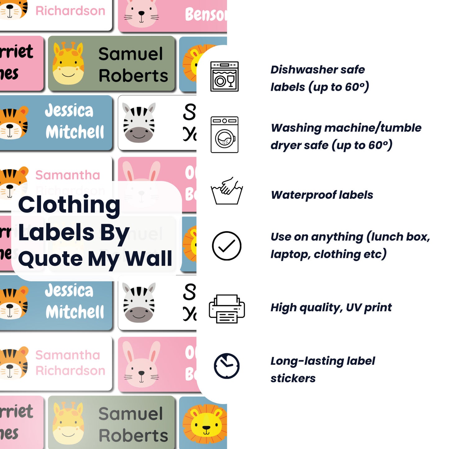 36 Animal Icon Clothing & Item Name Labels