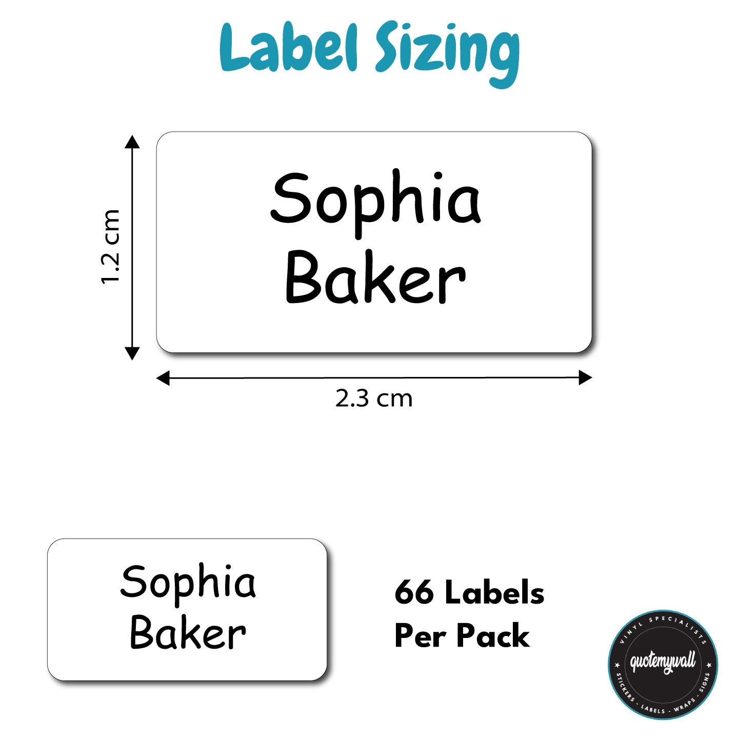 66 x Stick-On Washable Name Label Tags For Kids Clothes Care Home Items