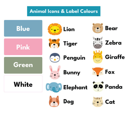 36 Animal Icon Clothing & Item Name Labels