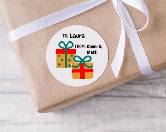 Personalised Christmas To & From Present Label Stickers Gift Tags For Xmas Gifts Custom Name