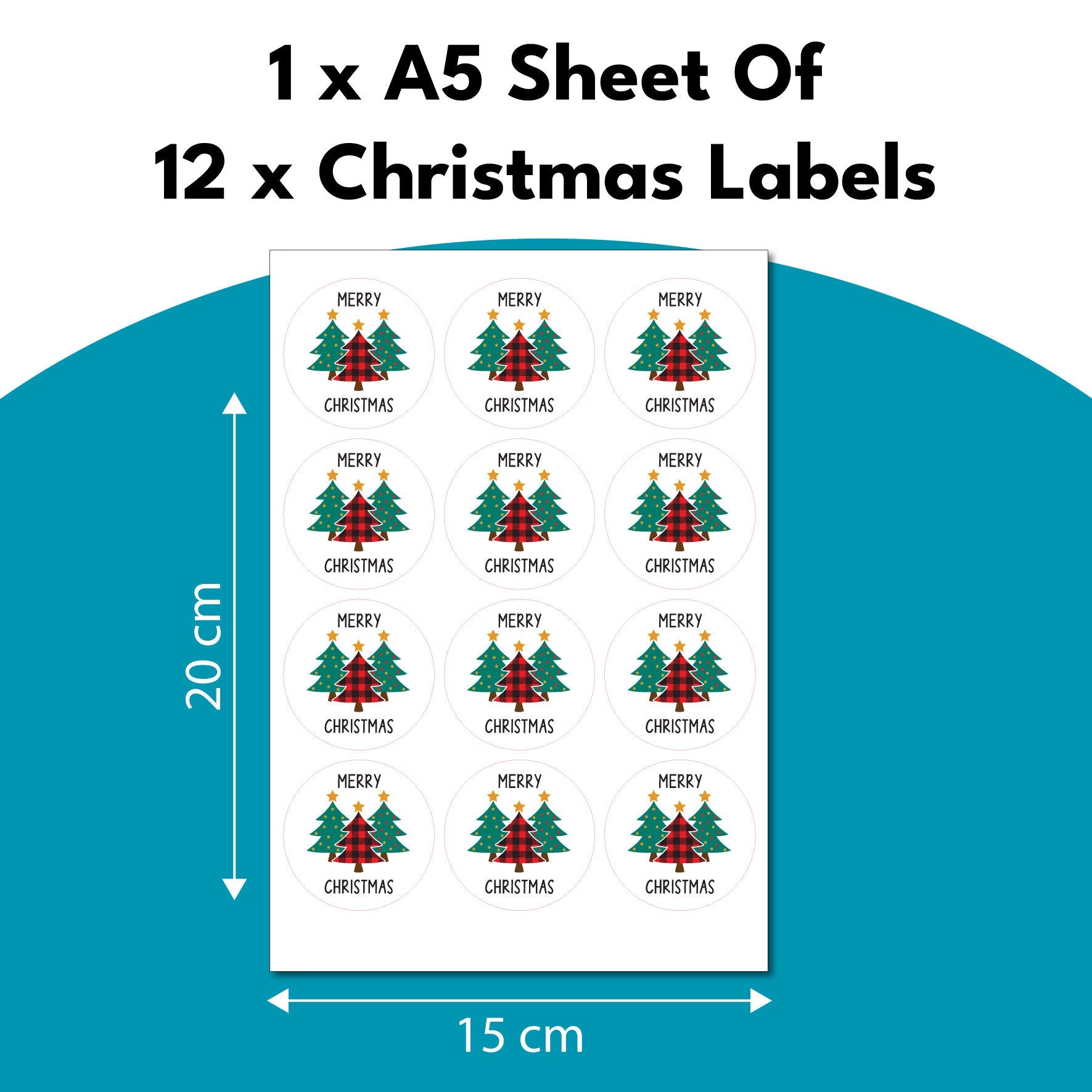 Merry Christmas Gift Present Label Stickers Peel & Stick Gift Tag Decals