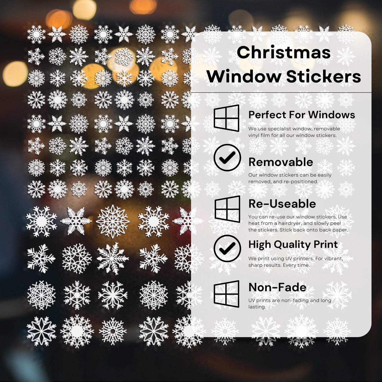 Mega Snowflake Window Stickers 412 Pack - Christmas Window Sticker Decals For Home Shop Window Xmas Decorations