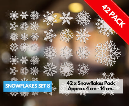 42 Small To Large Snowflake Window Stickers For Shop Windows Home Xmas Decor