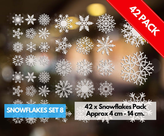 42 x Snowflake Window Stickers Decals For Home Festive Xmas Decorations Shop Window