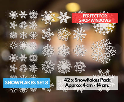 42 x Snowflake Window Stickers Decals For Home Festive Xmas Decorations Shop Window