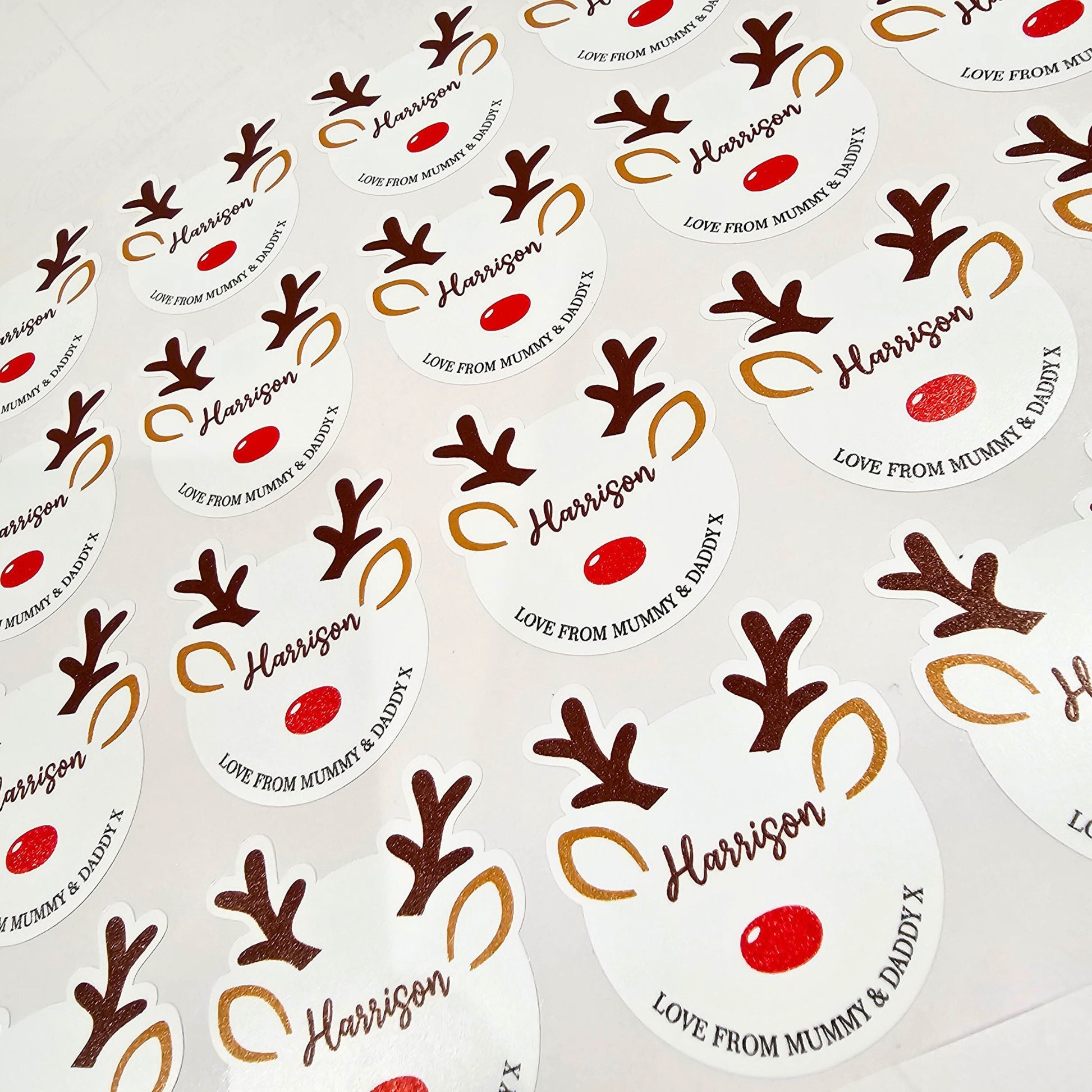 christmas present label stickers reindeer