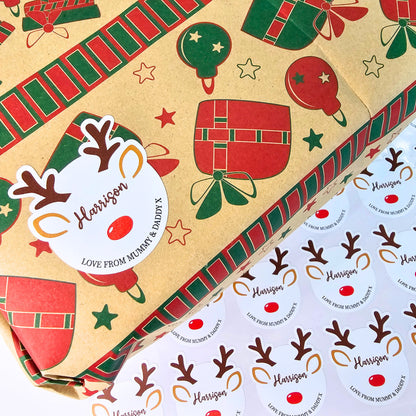 Custom Personalised Christmas Gift Stickers Present Name Labels Peel And Stick Reindeer Xmas Envelope Sealers For Kids Family