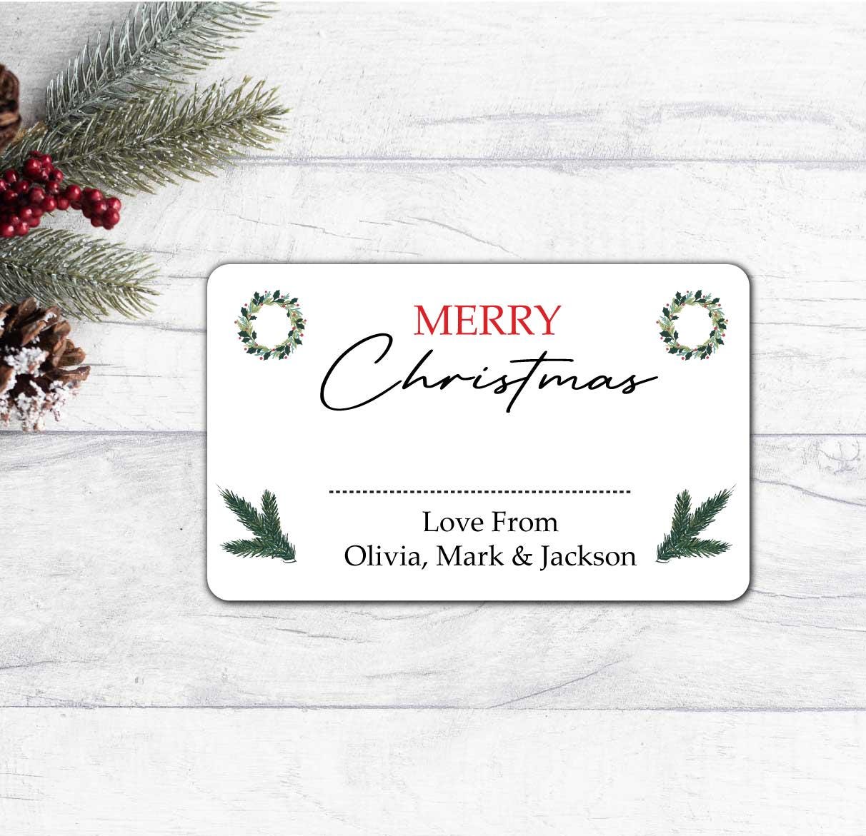 Christmas Foliage Present Label - Personalised Christmas Gift Stickers Wreath Decor Gift Stickers