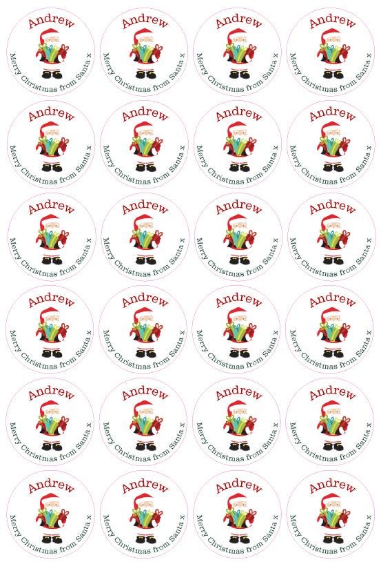 Festive Santa Personalised Name Present Stickers Festive Labels Gift Tag