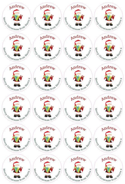 Festive Santa Personalised Name Present Stickers Festive Labels Gift Tag