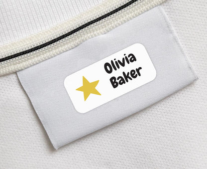 36 x Stick On Name Labels For Kids Clothing School Items - Washable Dishwasher & Tumble Drier Safe Sticker Labels