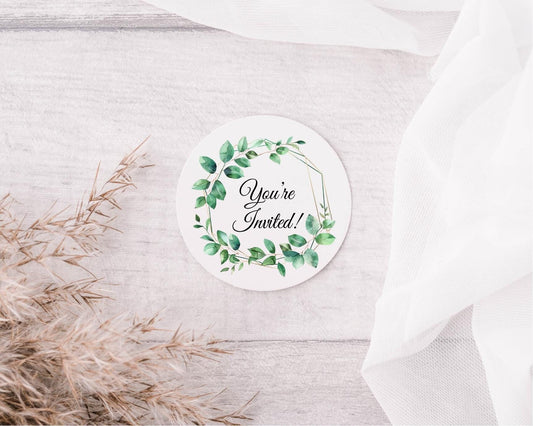 wedding invite label sticker personalised floral