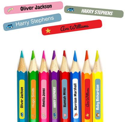 kids name labels for school lunch box bags pencil cases pens stationery items