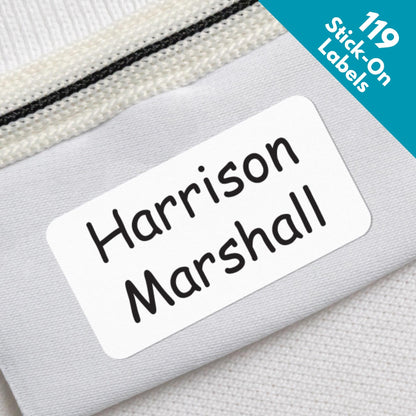 119 Personalised Name Label Stickers For Clothing Tags Stick-On Washable