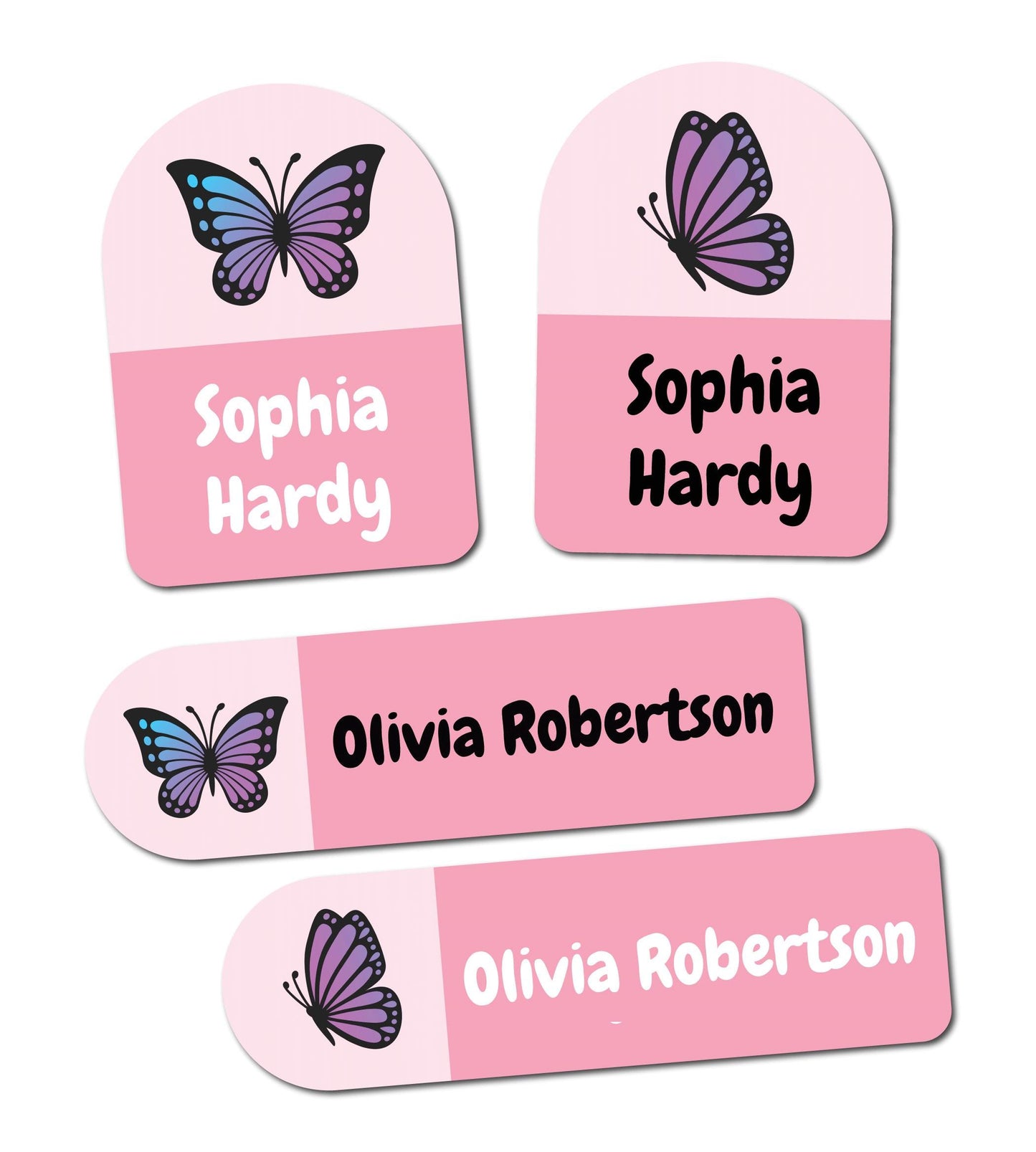 20 x Butterfly Clothing Labels For Girls School Clothing Kids Stick On Name Labels Washable