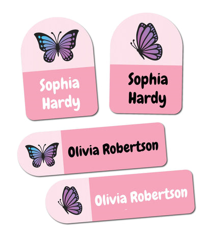 20 Mixed Pack Butterfly CLothes Labels For Kids School Clothing - Washable Butterflies Name Tags Personalised