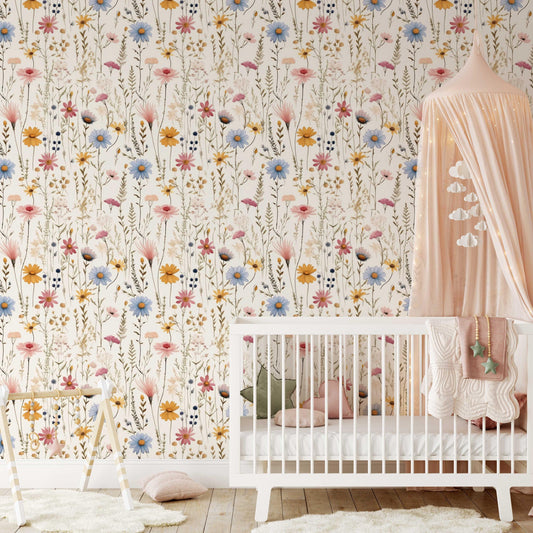 peel and stick floral flower wallpaper for nursery kids rooms home decor