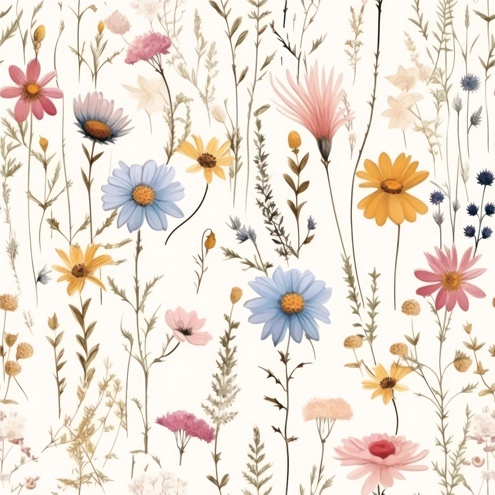 Floral Wild Grass Peel & Stick Removable Wallpaper Self-Adhesive