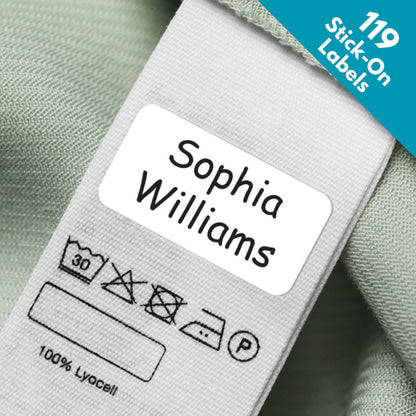 119 Personalised Name Label Stickers For Clothing Tags Stick-On Washable