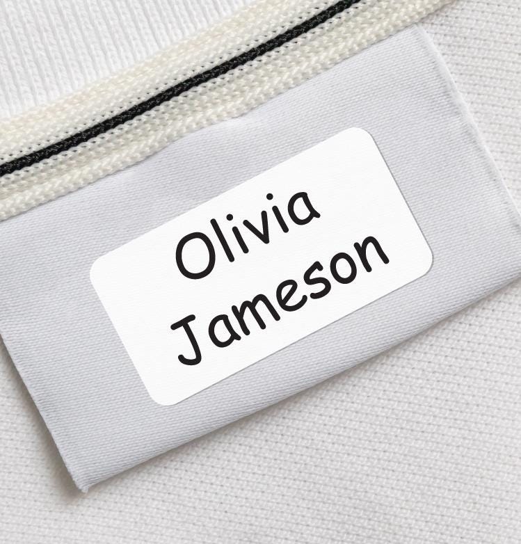 15x Plain Personalised Name Labels For Kids Clothing Washable Clothes Labels