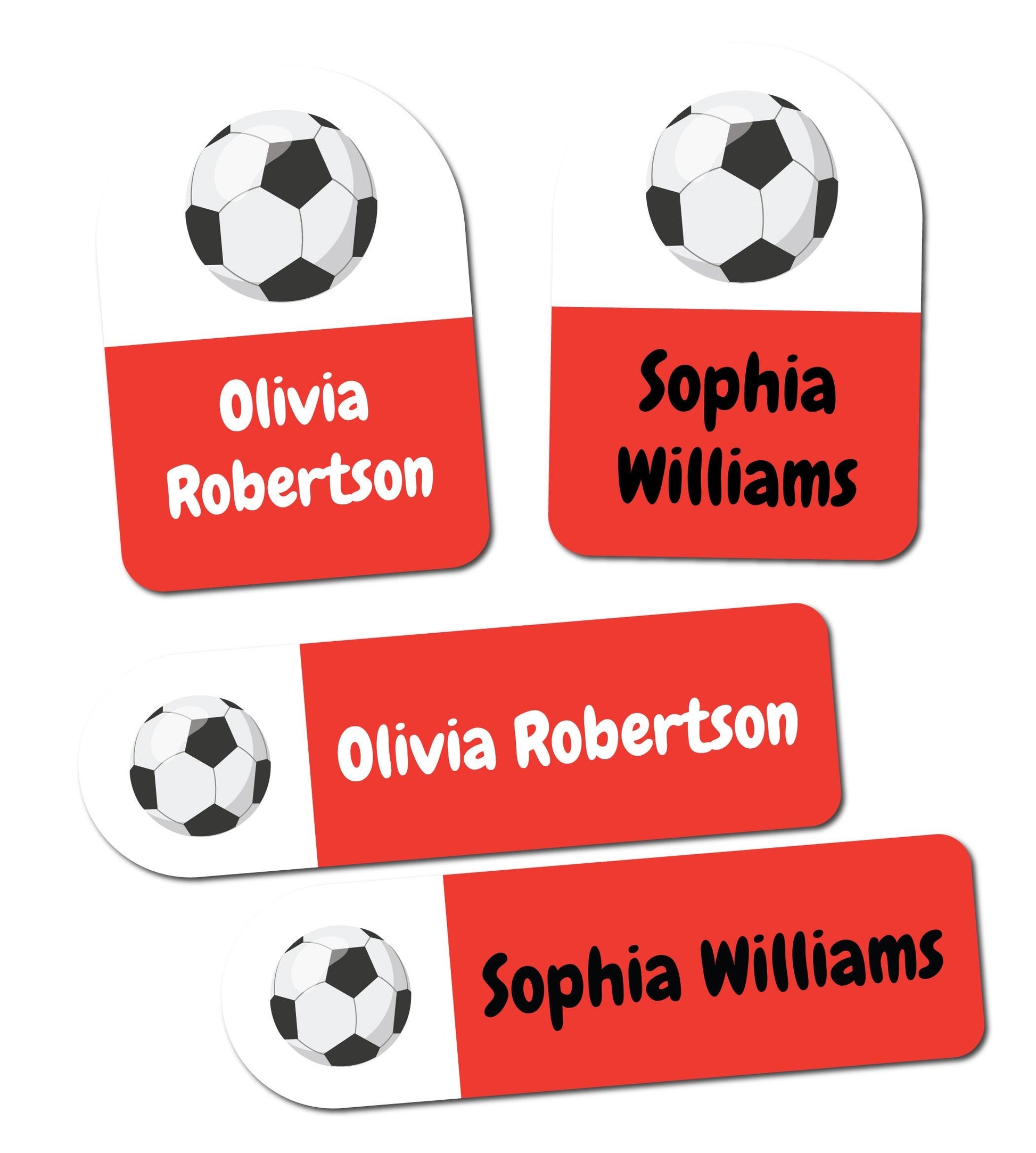 20 Custom Red & White Football Clothing Label Stickers For Kids School Uniform Clothes Stationery