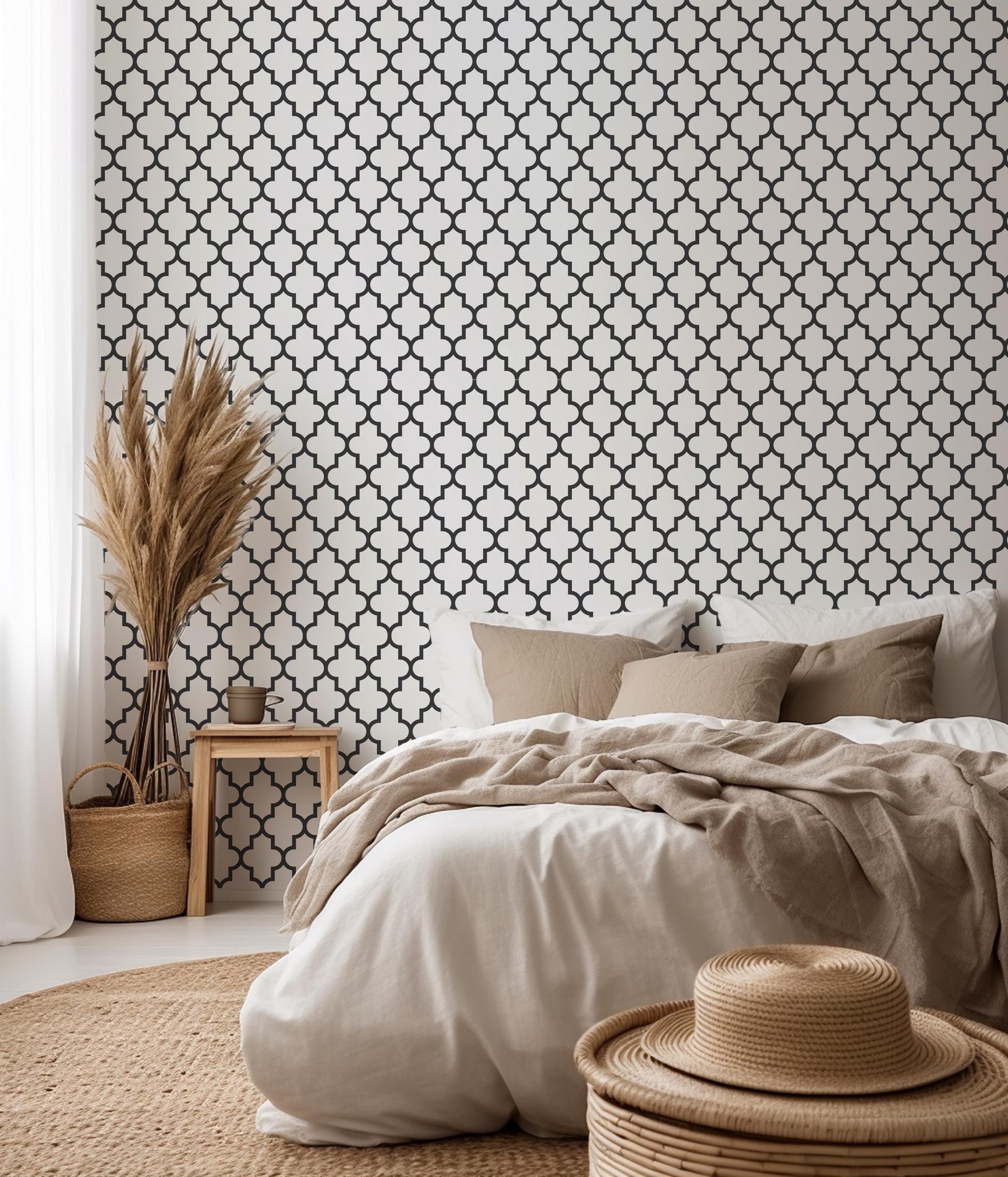 Geometric Black Stamp Shapes Peel And Stick Wallpaper Removable Self Adhesive Stick On Wallpaper