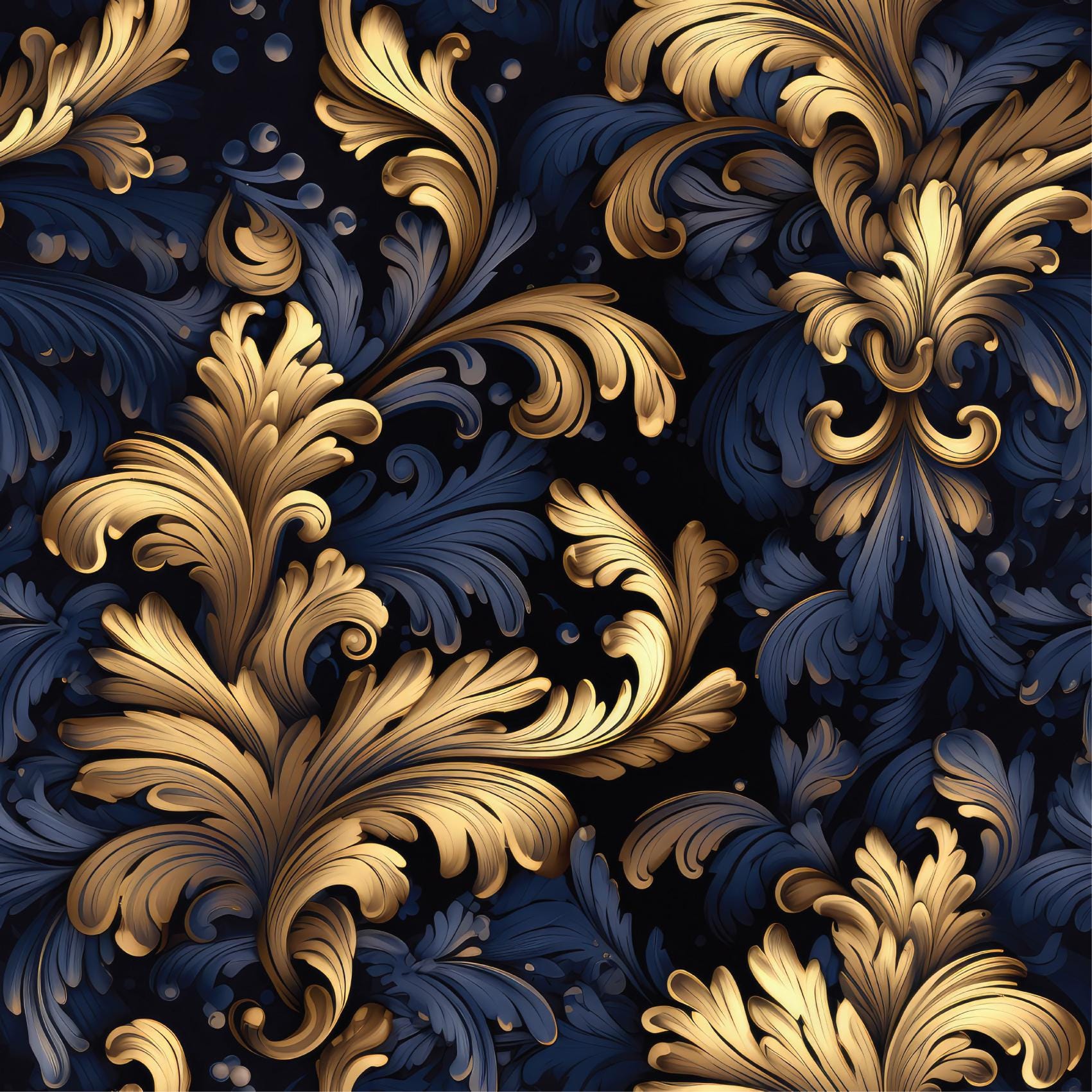 Navy Gold Dark Classical Damask Renter Friendly Removeable Stick On Wallpaper Peel And Stick Self Adhesive