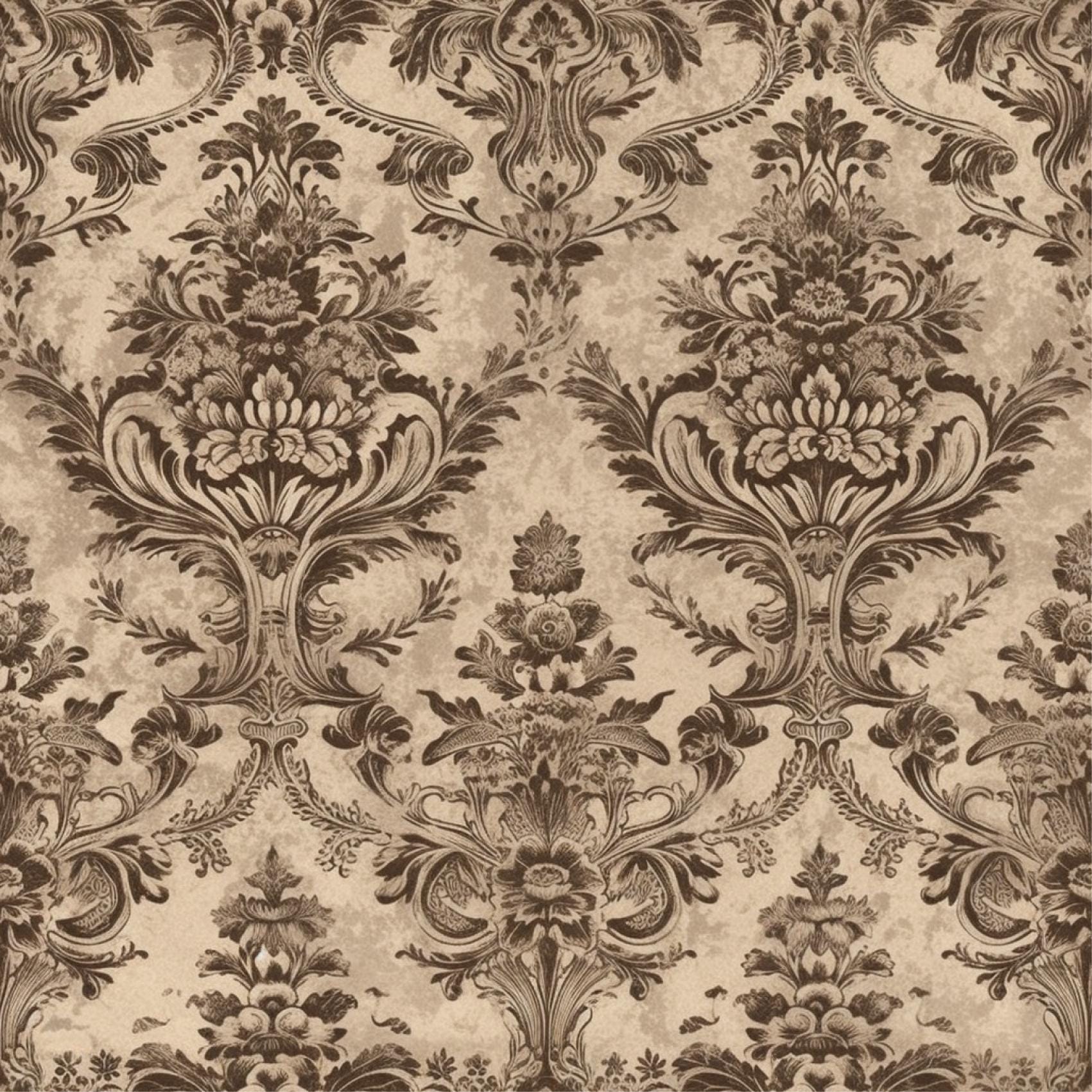 Brown Damask Aged Classic Removable Stick On Wallpaper Peel And Stick Wallpaper Self Adhesive