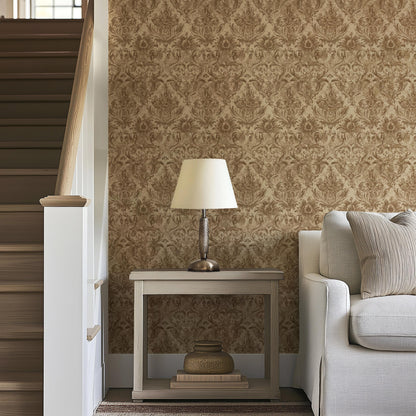 Light Beige Damask Aged Classic Removable Stick On Wallpaper Peel And Stick Wallpaper Self Adhesive