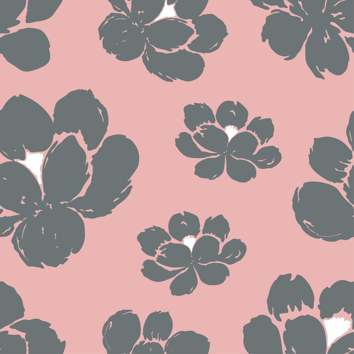 Dusty Pink & Grey Large Flower Head Removable Stick On Wallpaper Peel And Stick Wallpaper Self Adhesive Renter Friendly