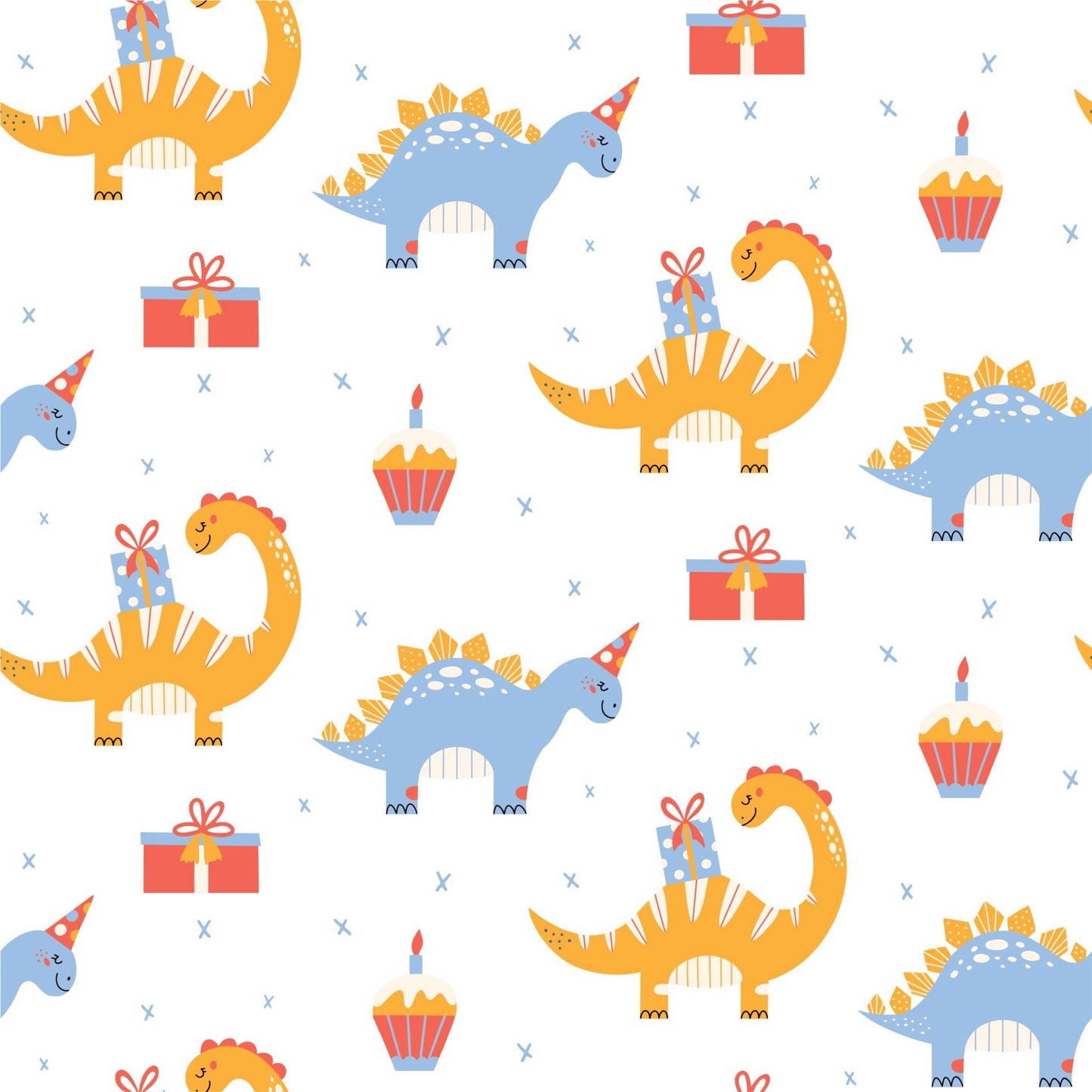 Yellow & Blue Party Dinosaurs Gift Fun Playroom Peel And Stick Wallpaper Self Adhesive Removeable For Kids