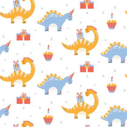 Yellow & Blue Party Dinosaurs Gift Fun Playroom Peel And Stick Wallpaper Self Adhesive Removeable For Kids