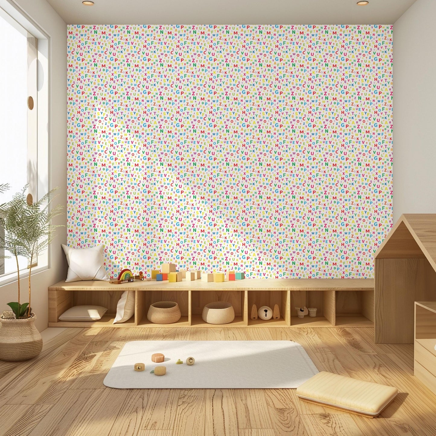 Bright Rainbow Alphabet Letters Fun Playroom Peel And Stick Wallpaper Self Adhesive Removeable Renter Friendly For Kids