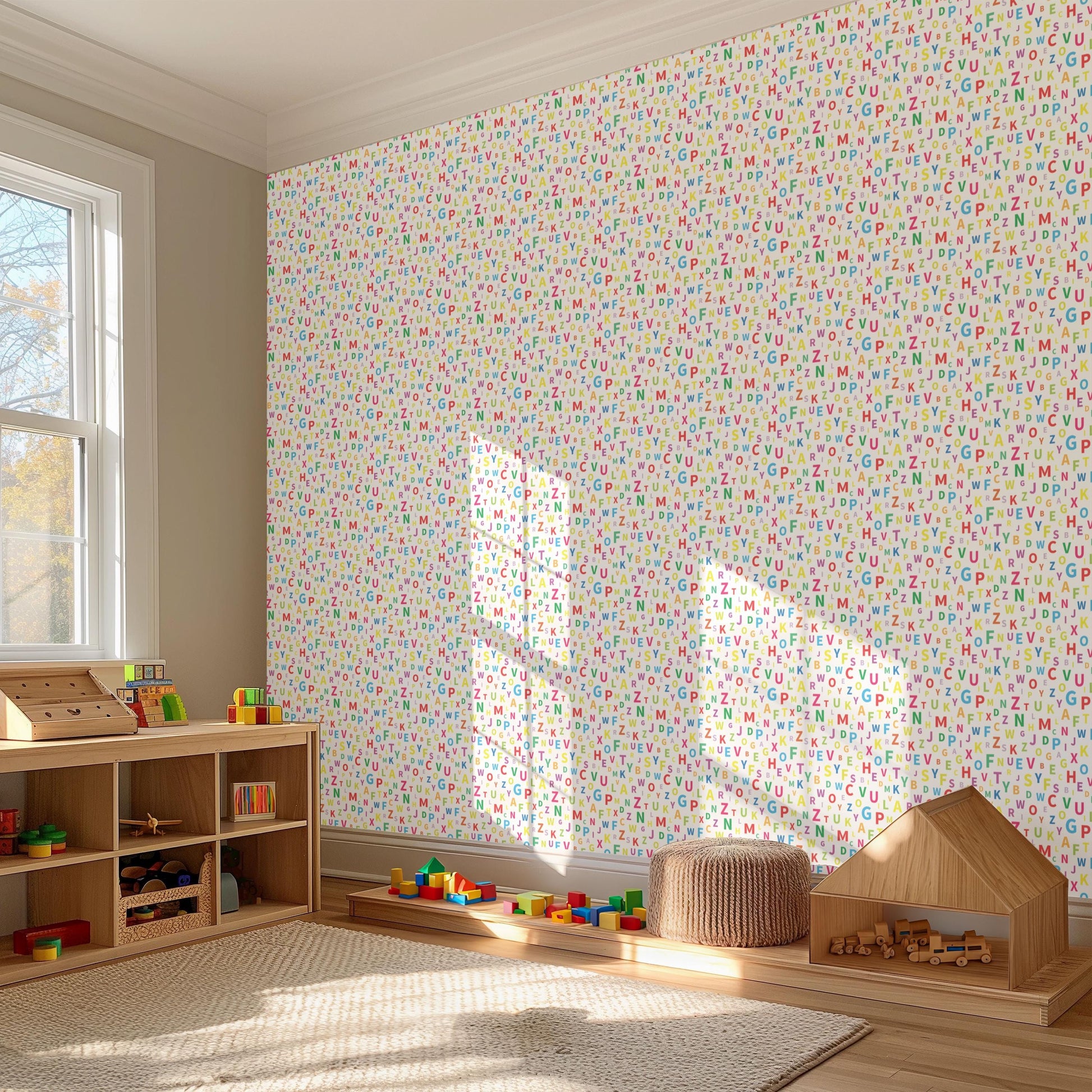 Bright Rainbow Alphabet Letters Fun Playroom Peel And Stick Wallpaper Self Adhesive Removeable Renter Friendly For Kids