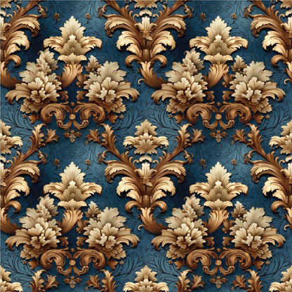 Royal Blue Classic Damask Pattern Peel And Stick Wallpaper Removable Self-Adhesive Vintage