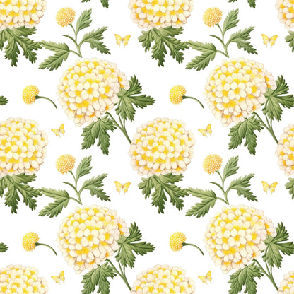 Yellow Chrysanthemum Floral Renter Friendly Removable Stick On Wallpaper Peel And Stick Wallpaper Self Adhesive