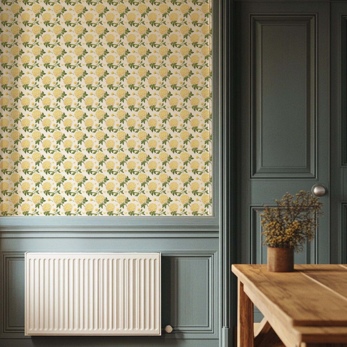 Yellow Chrysanthemum Floral Renter Friendly Removable Stick On Wallpaper Peel And Stick Wallpaper Self Adhesive