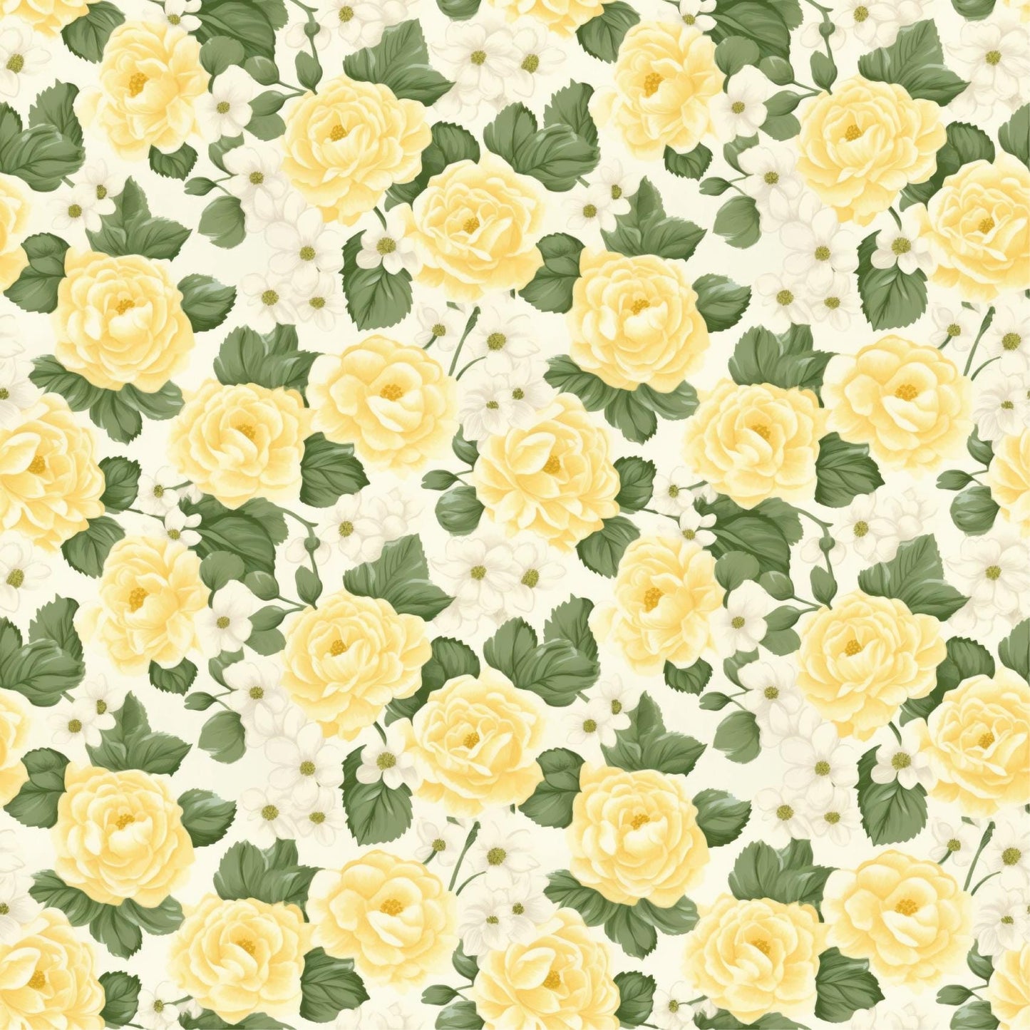 Lemon Yellow & White Bushy Rose Floral Removable Stick On Wallpaper Peel And Stick Wallpaper Self Adhesive