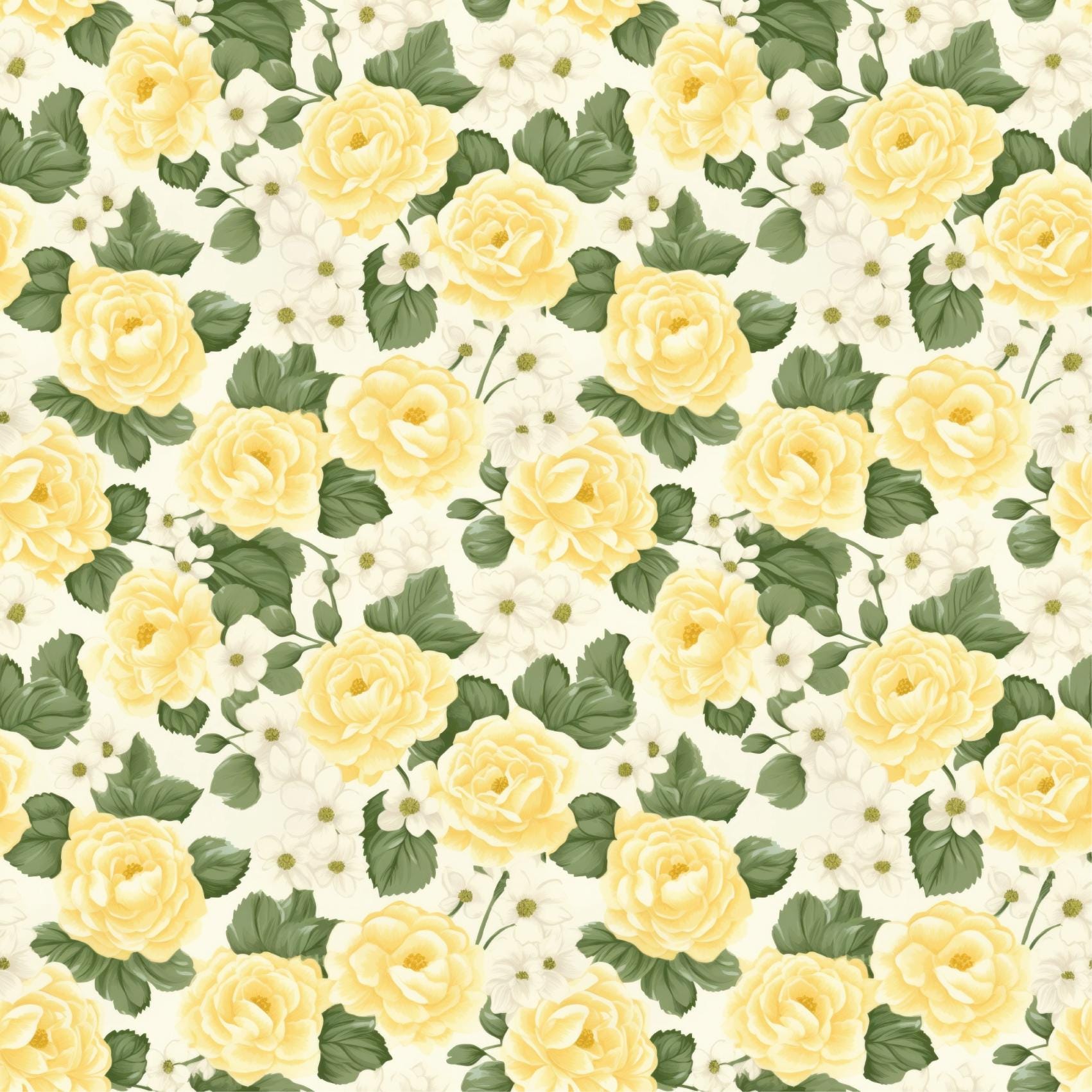 Lemon Yellow & White Bushy Rose Floral Removable Stick On Wallpaper Peel And Stick Wallpaper Self Adhesive