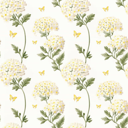 Pastel Yellow & White Hydrangea Floral Removable Stick On Wallpaper Peel And Stick Wallpaper Self Adhesive