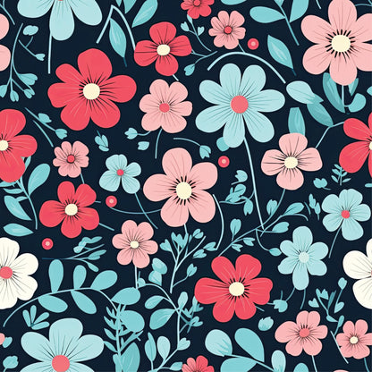 Blue Red Ditsy Daisy Flower Removable Stick On Wallpaper Peel And Stick Wallpaper Self Adhesive