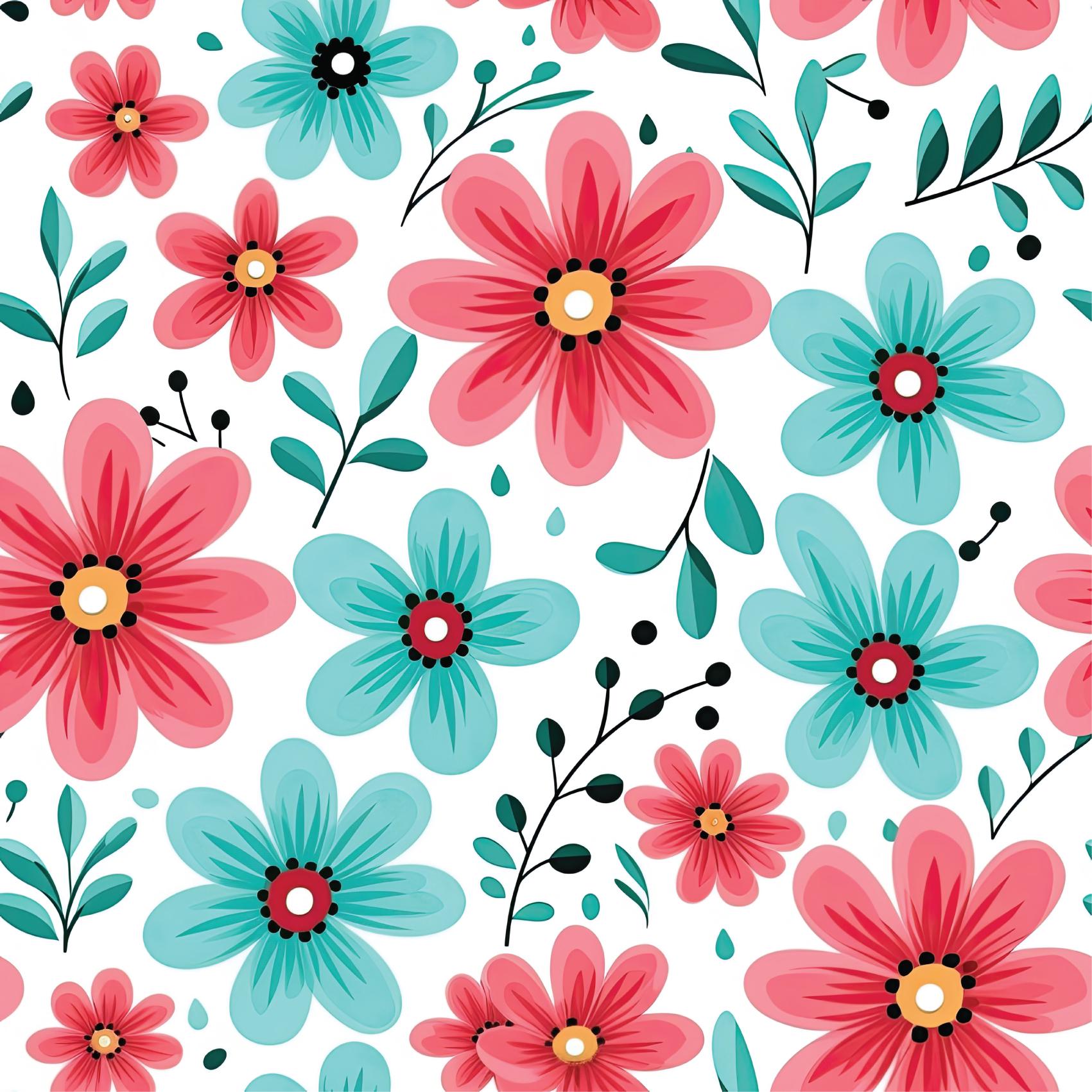 Red & Mint Green Ditsy Daisy Self Adhesive Removable Stick On Wallpaper Peel And Stick Wallpaper Renter Friendly