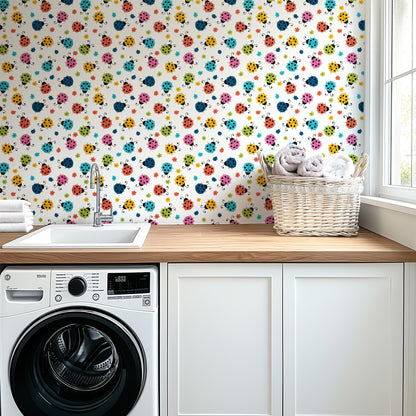 Colourful Ladybirds Playroom Nursery Peel And Stick Wallpaper Self Adhesive Renter Friendly For Kids